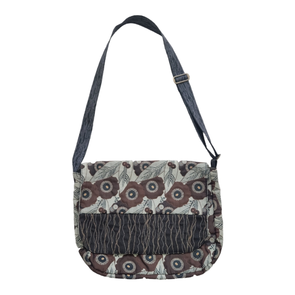 Floral Patterned Crossbody Bag - Brown and Cream
